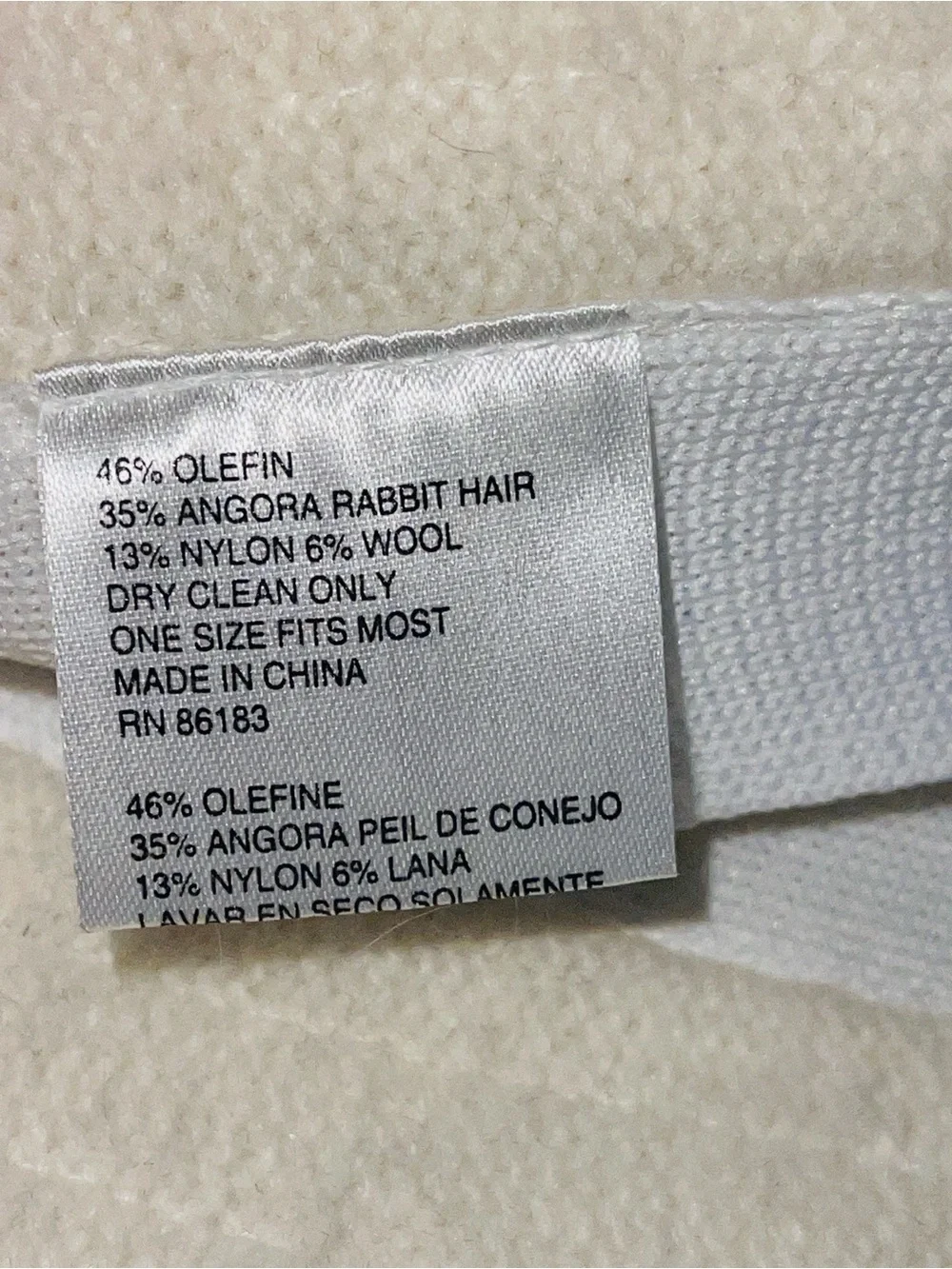 White Angora Rabbit Wool Olefin Hair Blend Woman Bucket Hat